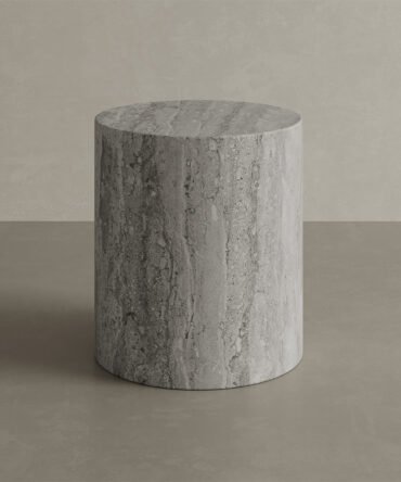 Porto Travertine Side Table, Grey