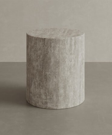 Porto Travertine Side Table, White
